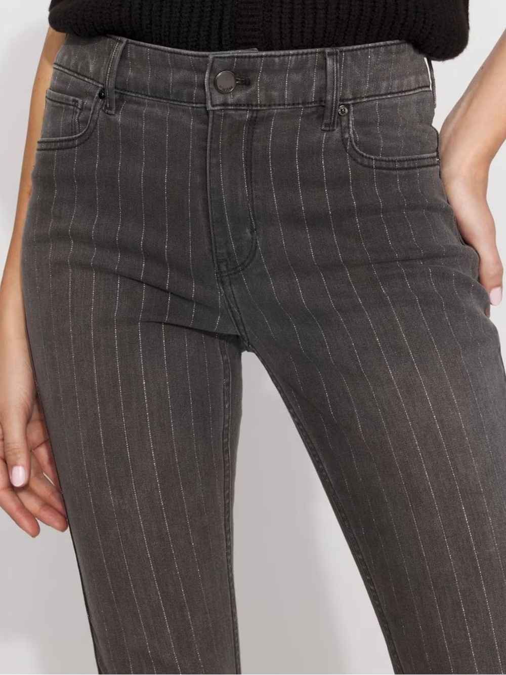 White House Black Market Lurex Pinstripe Mid-Rise Skinny Jean, 2L
